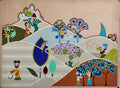 Israeli Modern Tu BiShvat Lithograph Silkscreen David Sharir Holiday Serigraph