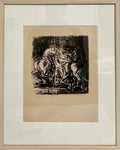 1916 German Expressionism Figurative Lithograph Man Two Horses Paul Kleinschmidt