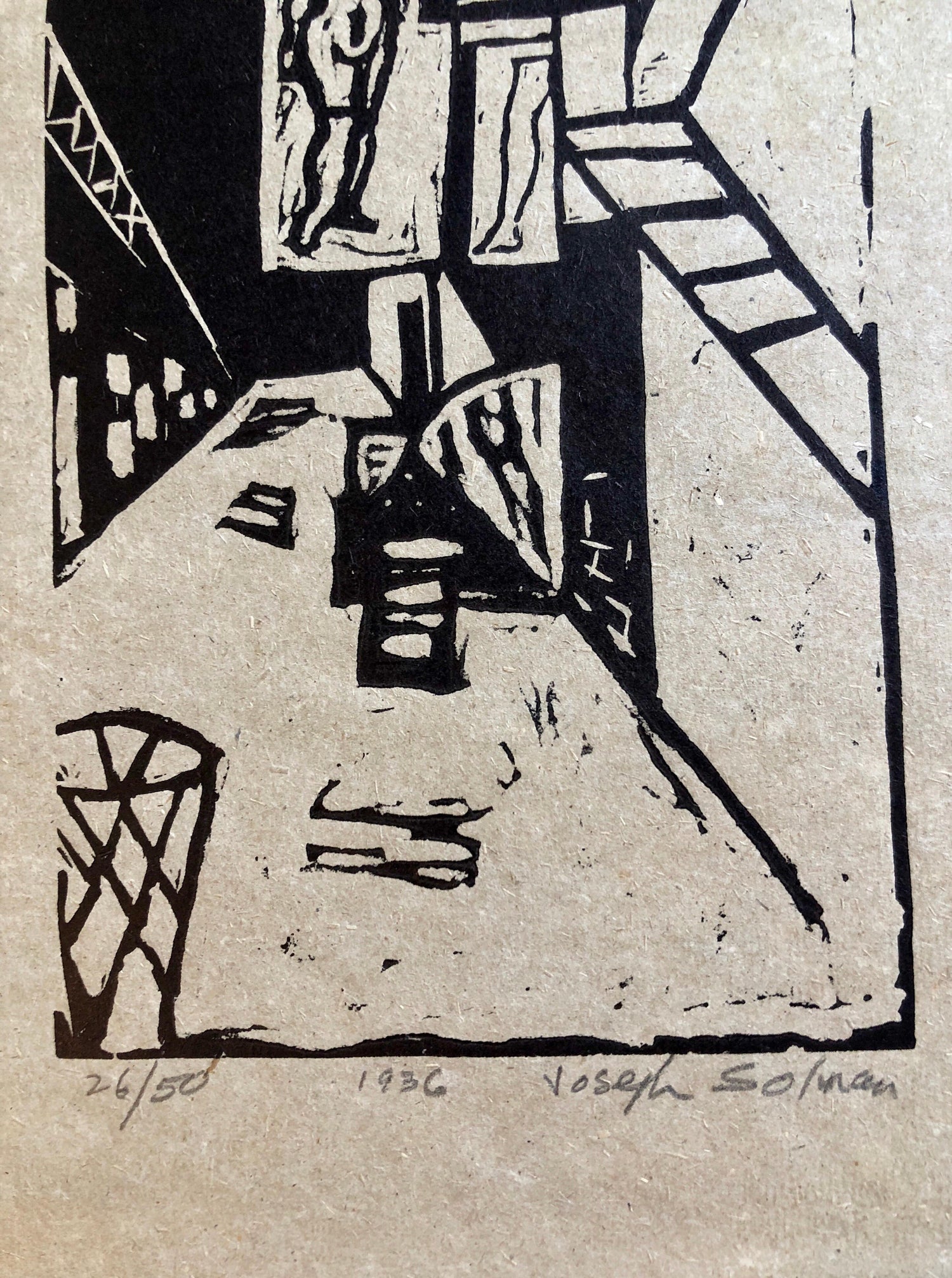 1936 Woodblock Print Venus of 23rd St. Skid Row Woodcut NYC Great Depression WPA