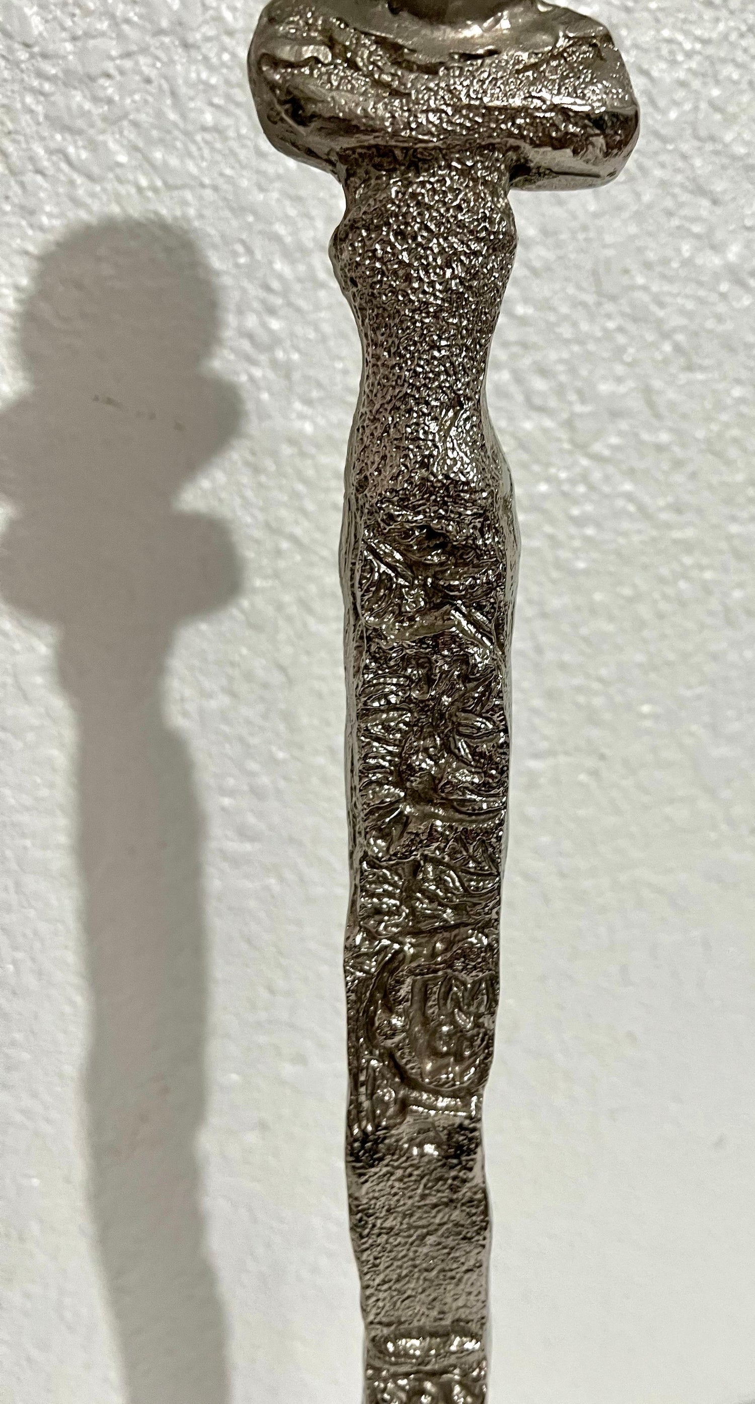 French Brutalist Silvered Cast Bronze Sculpture Lamp Pierre Casenove Fondica Art