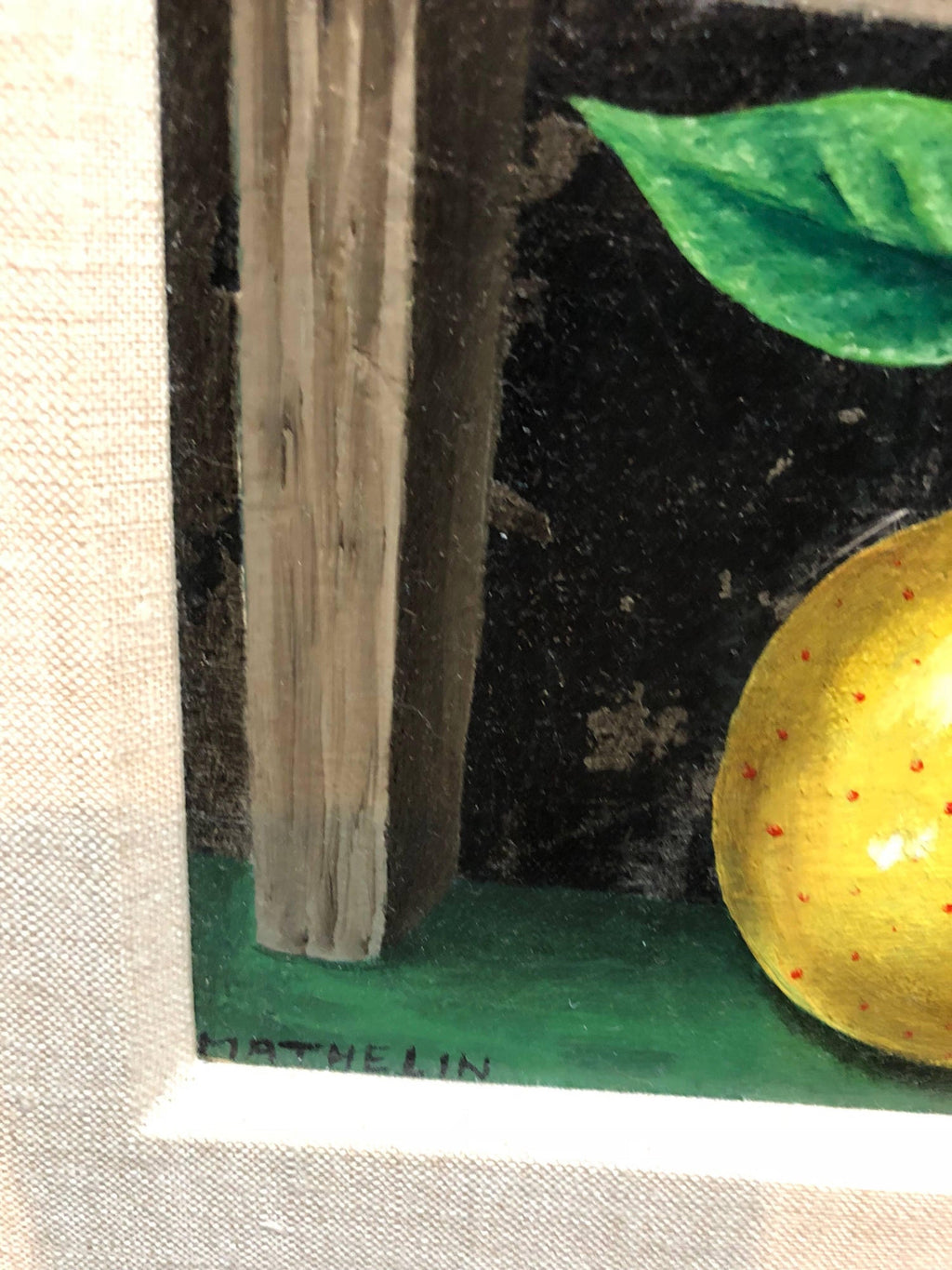 French Surrealist Trompe L'oeil Apples OIl Painting