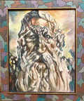 Holocaust Memorial Oil Painting Judaica Rabbi Composed of Figures WPA Artist