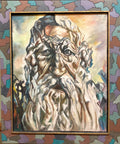 Holocaust Memorial Oil Painting Judaica Rabbi Composed of Figures WPA Artist