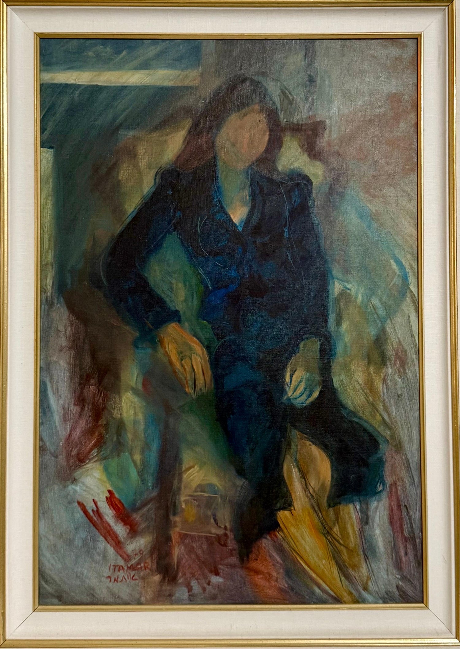 Rare Jewish Yemenite Woman Oil Painting Israeli Girl Judaica Itamar Siani