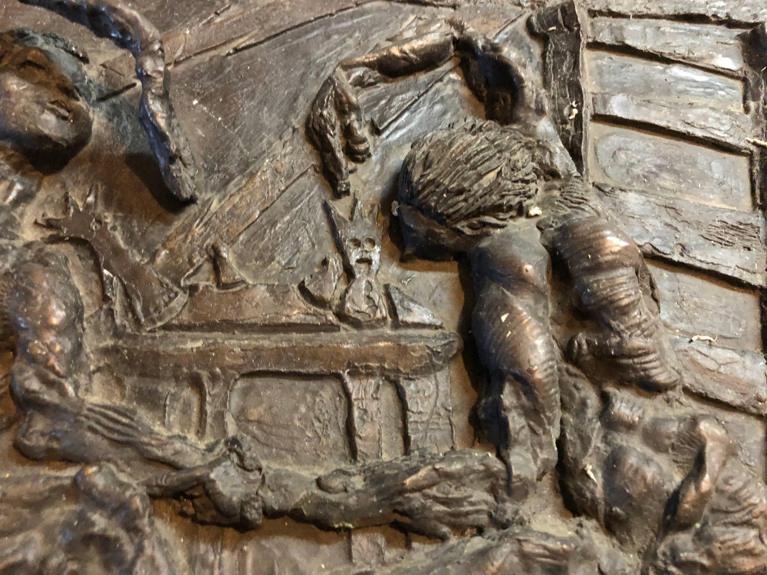 Large Bronze Bas Relief Danse Macabre Expressionist Sculpture Totentantz