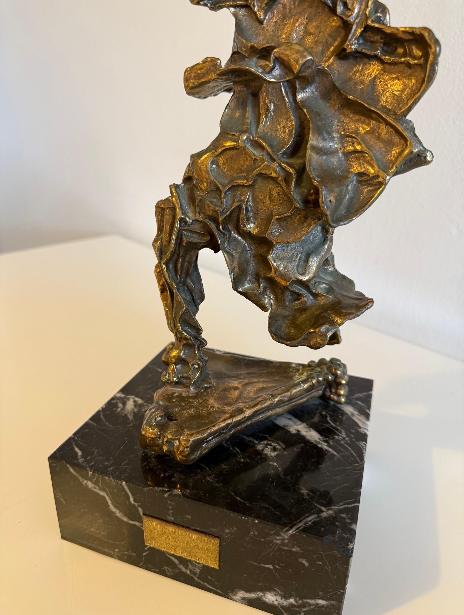 Large Original Surrealist Bronze Marble Sculpture Alma Del Quijote Salvador Dali