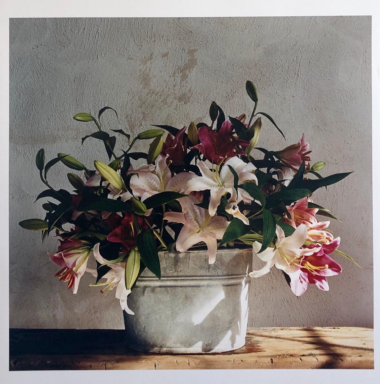 Basket of Lilies, Large Format Flowers Photo 24X20 Color Photograph Beach House