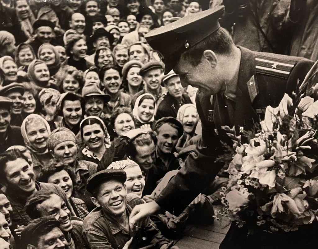 Large Silver Gelatin Photograph Russian USSR Soviet Parade Yuri Gagarin Photo