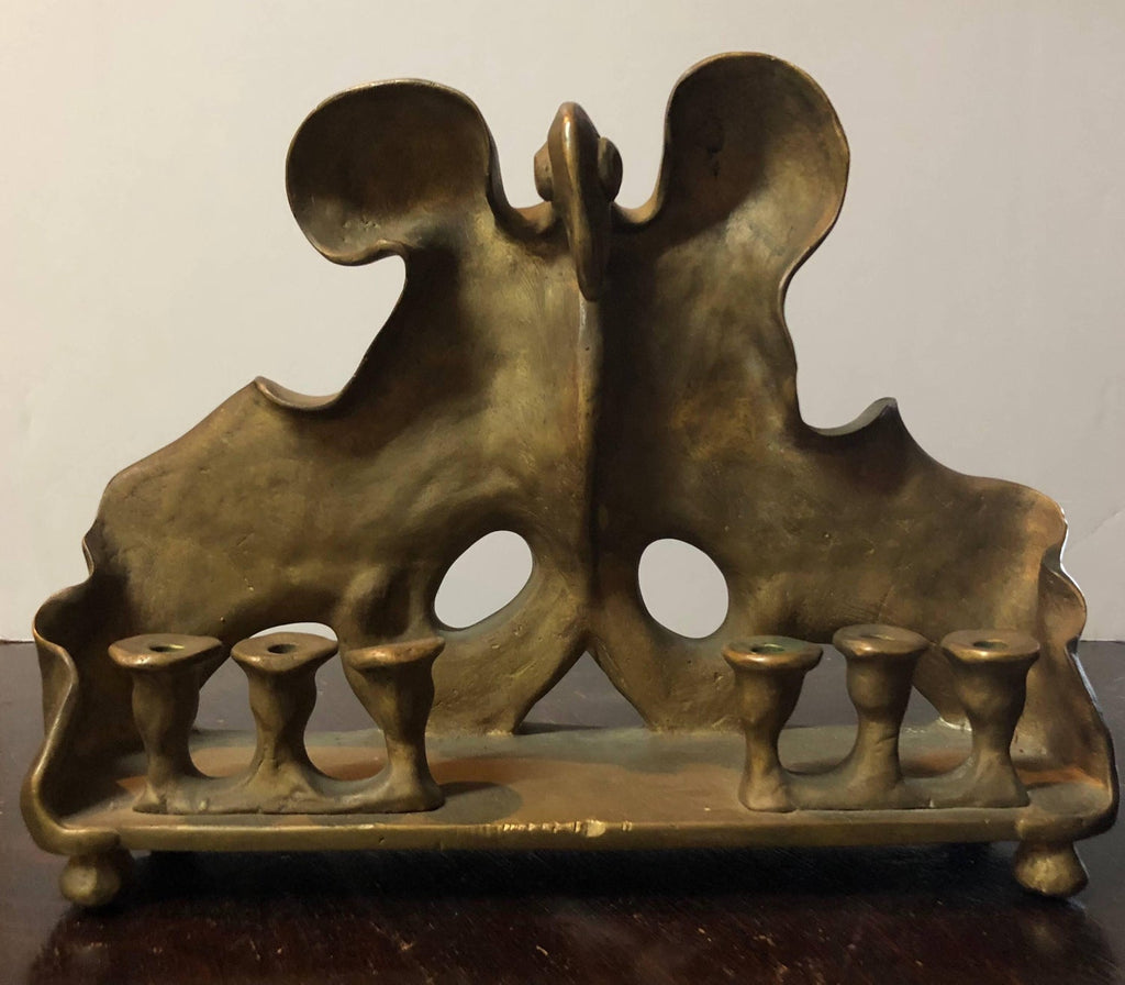 RARE Judaica Holocaust Memorial Menorah Bronze Sculpture