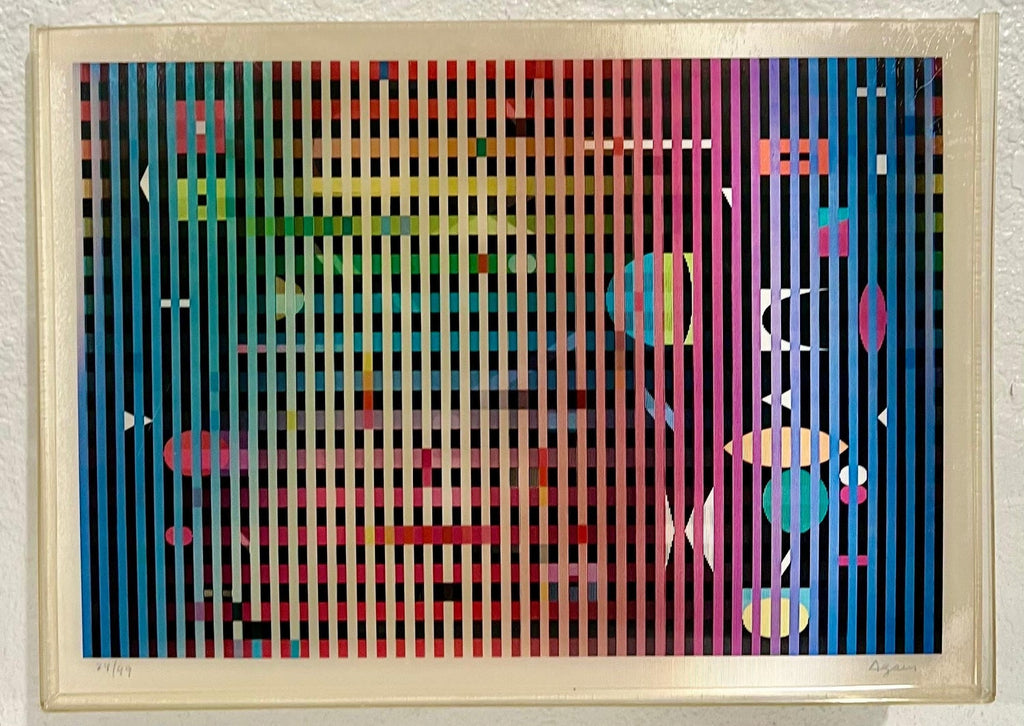 Vintage Agam American Portrait Abstract Modernist Offset Print Poster