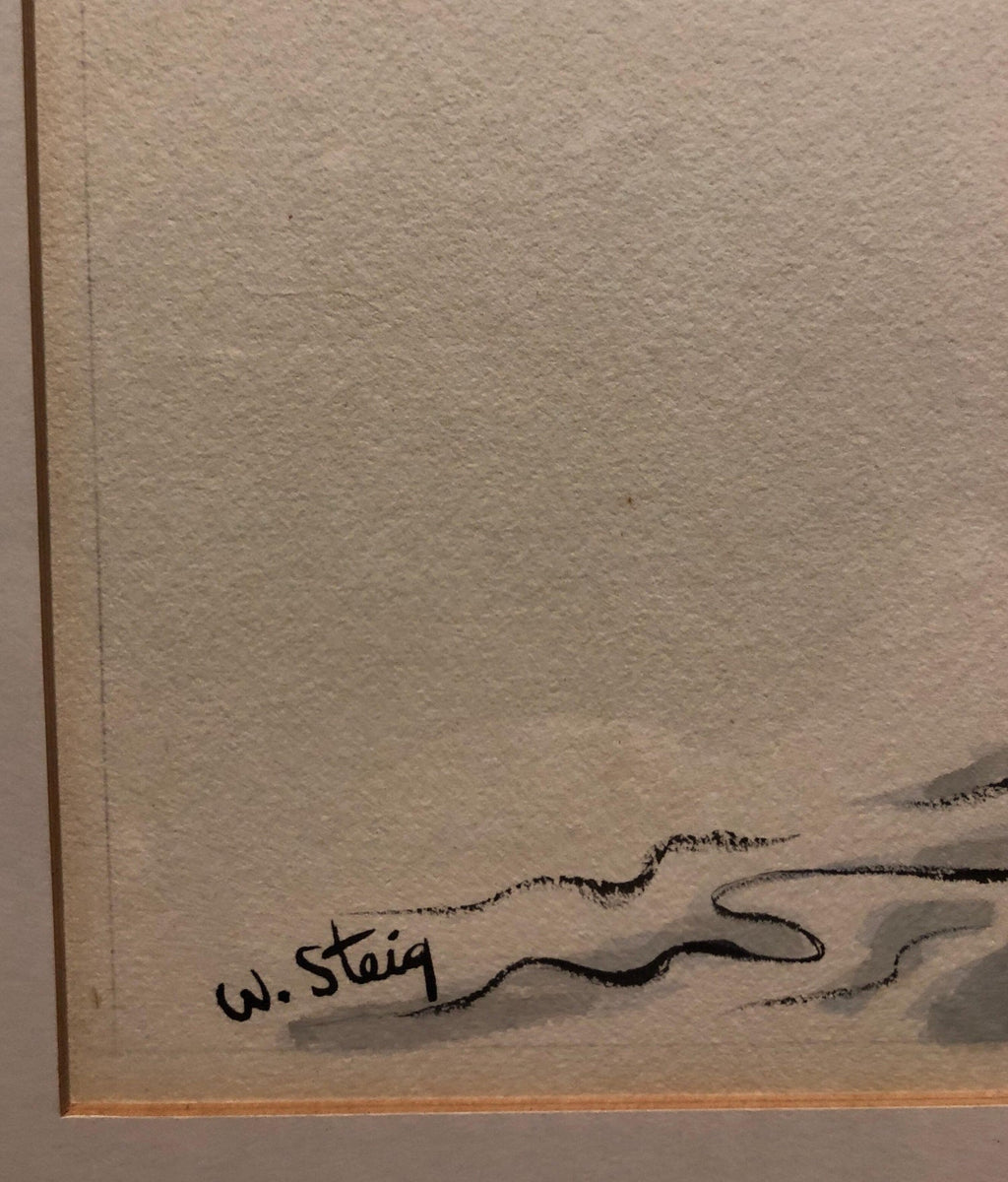 Whimsical Fishing Illustration Cartoon 1938 Mt Tremblant Ski Lodge William Steig