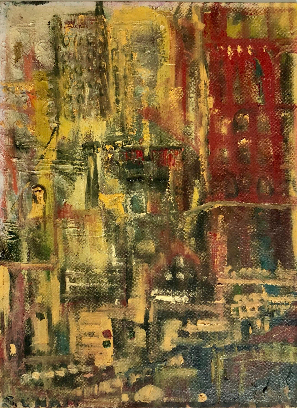 Polish Israeli Abstract Vibrant Cityscape Tel Aviv Modernist Painting Mairovich