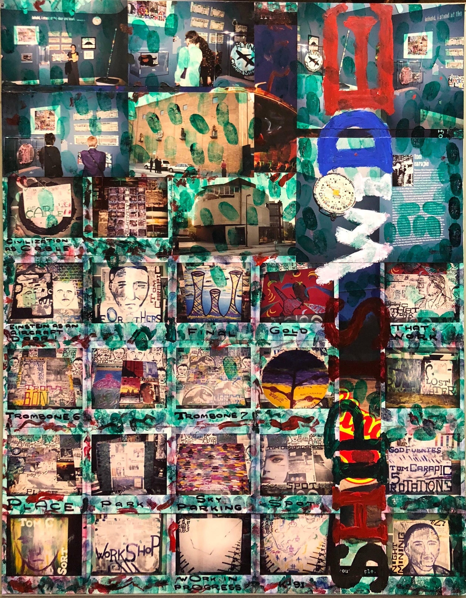 Mixed Media Outsider Visionary Art Polaroid Photo Collage Painting 2 sided