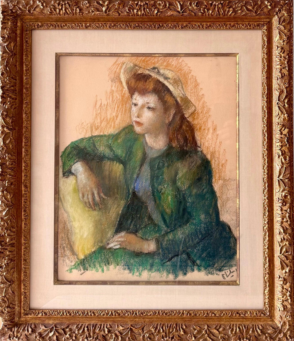 Post Impressionist Young Woman Pastel Painting Robert Philipp American Modernist