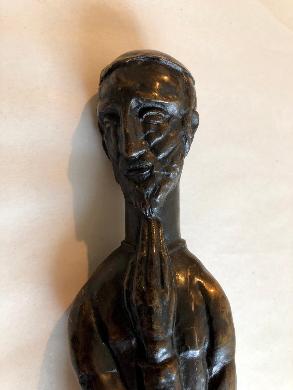 Art Deco Expressionist Bronze Judaica Rabbi Sculpture Los Angeles Modernist