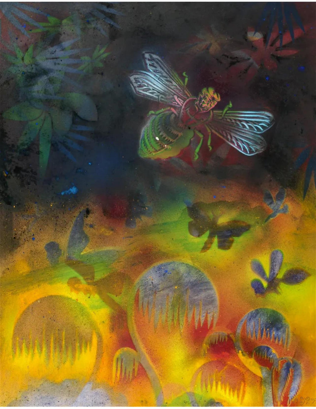 Abstract Surrealist Spray Paint Mixed Media The Web Mason Rader