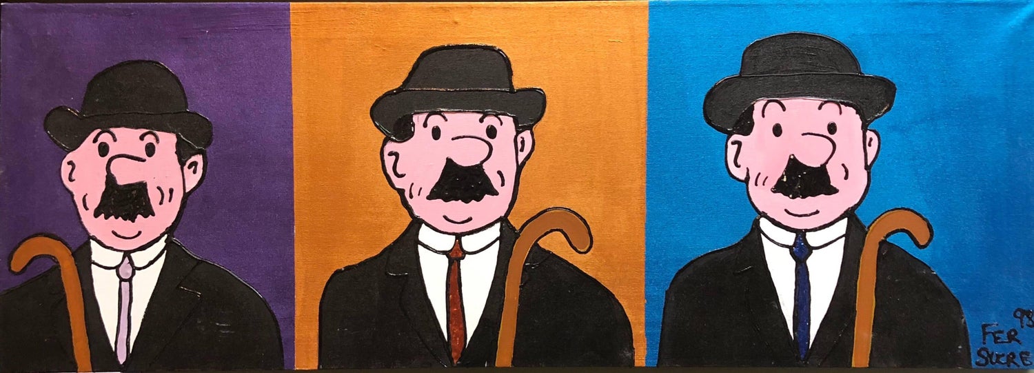 Pop Art Acrylic Painting 'Detectives' from the Tintin Comic books