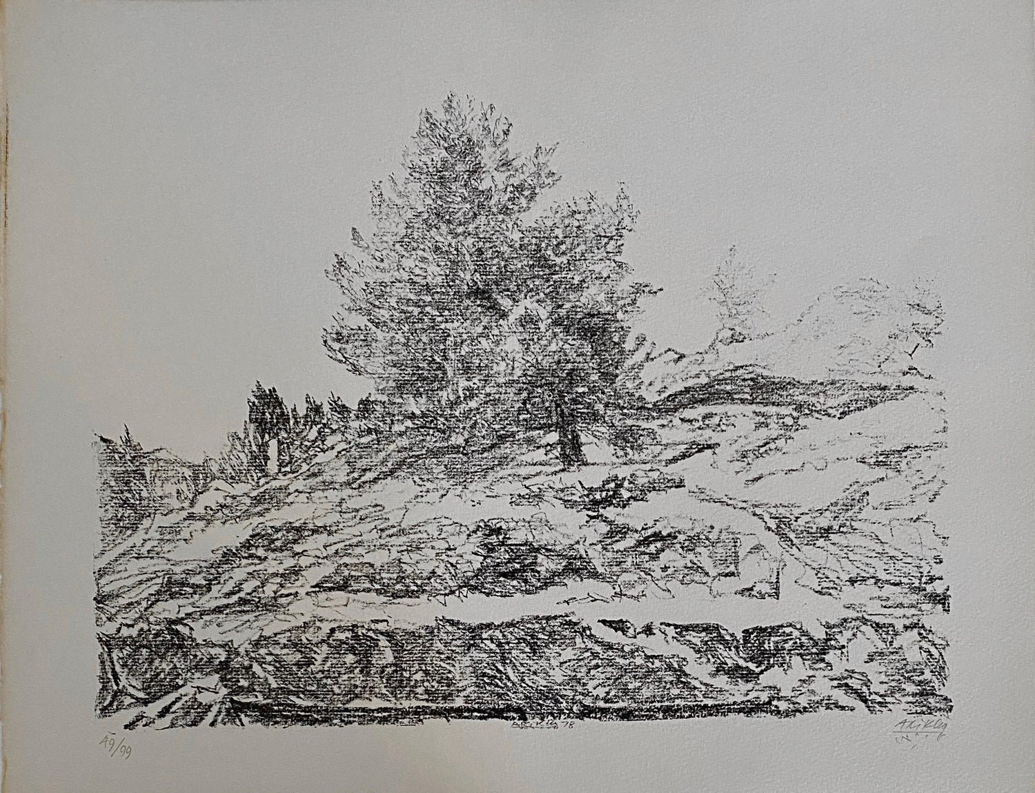 American Modernist  Sacsahuaman Landscape Aquatint Etching Philip Pearlstein