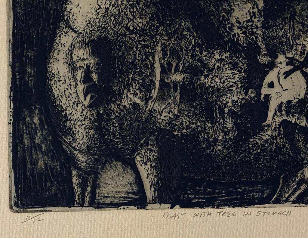 Beast With Tree In Stomach, American Modernist Abstract Etching