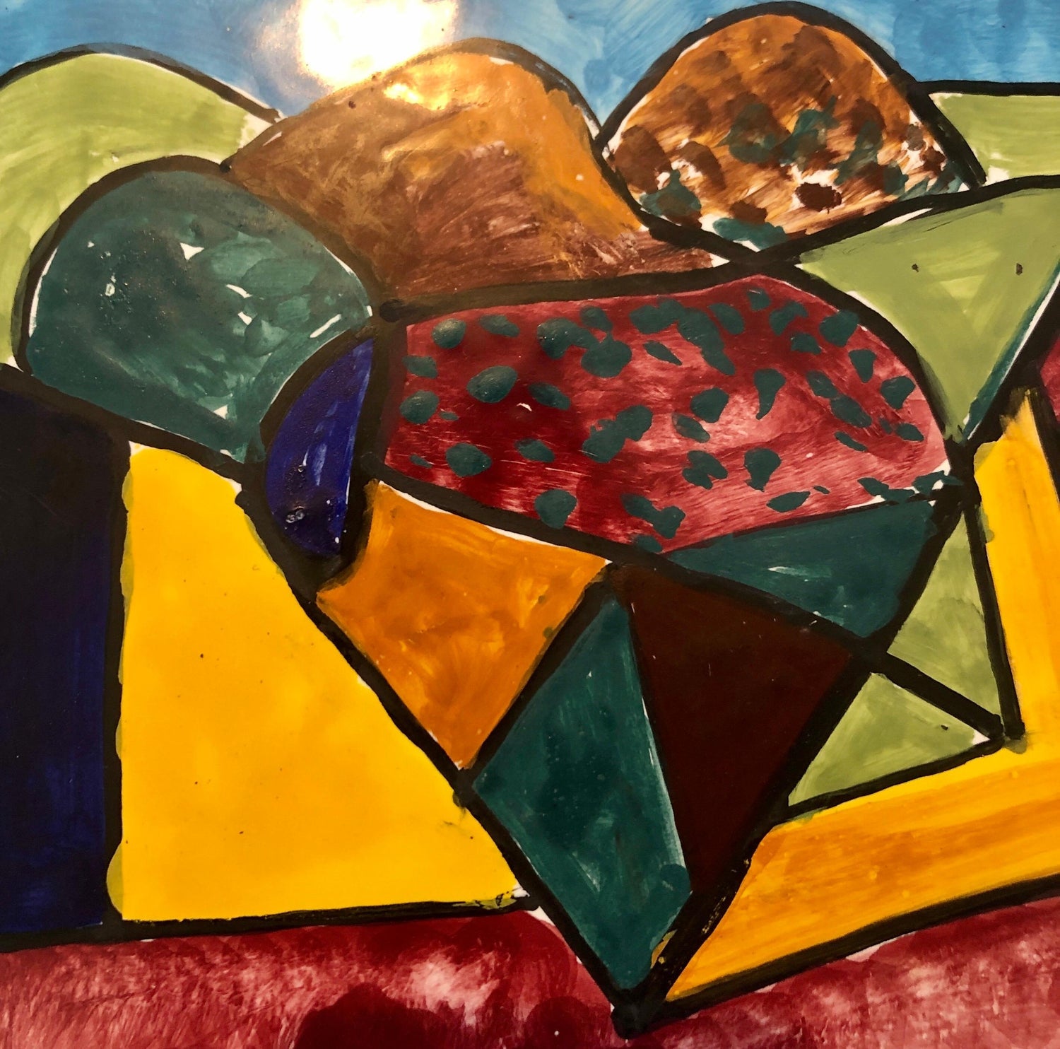 Abstract Painted Ceramic Tile Pop Art Painting Italian Neo Figurative Painting