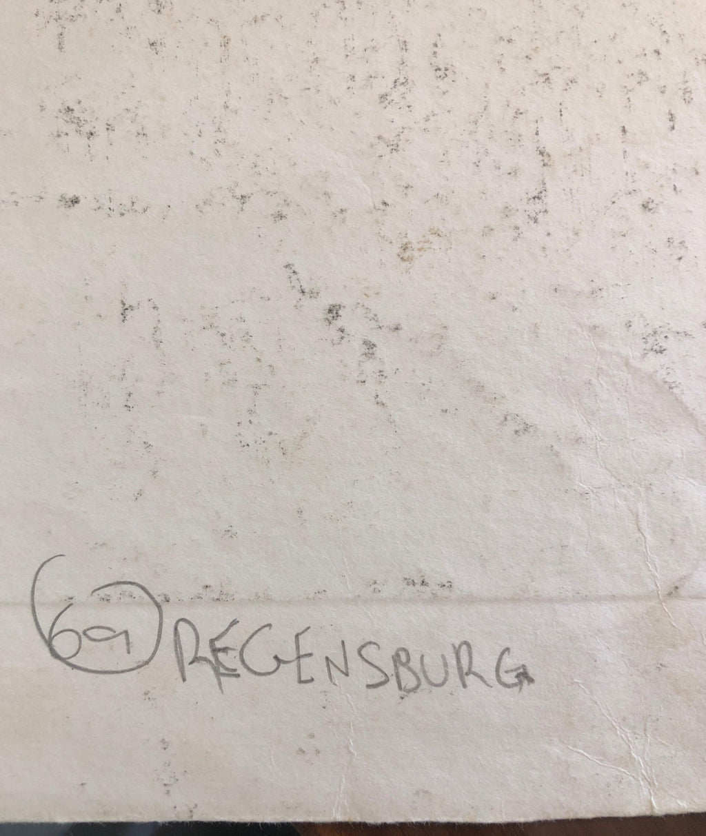 Regensburg Germany Jewish Memorial Etching Destroyed Synagogue Folk Art Judaica