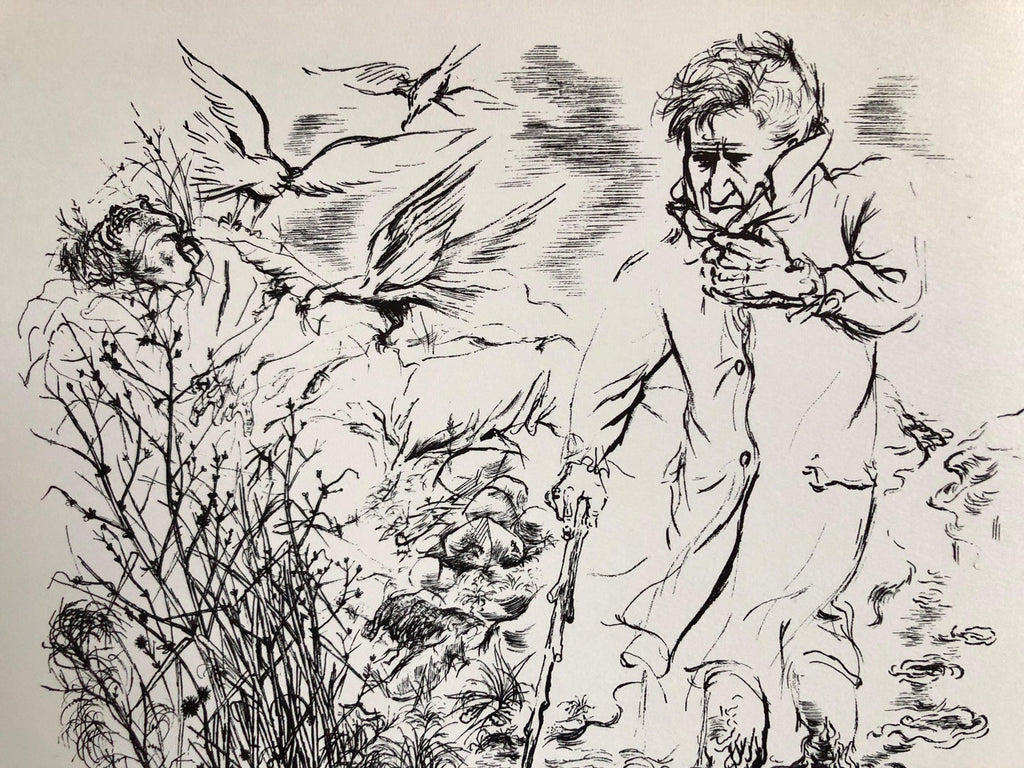 1936 Lithograph Interregnum Portfolio Windblown Man Small Edition Weimar Germany