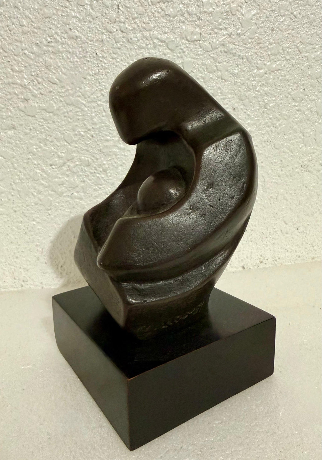 Modernist Israeli Bronze Sculpture Abstract Mother & Child Zvi Yehuda Aldouby