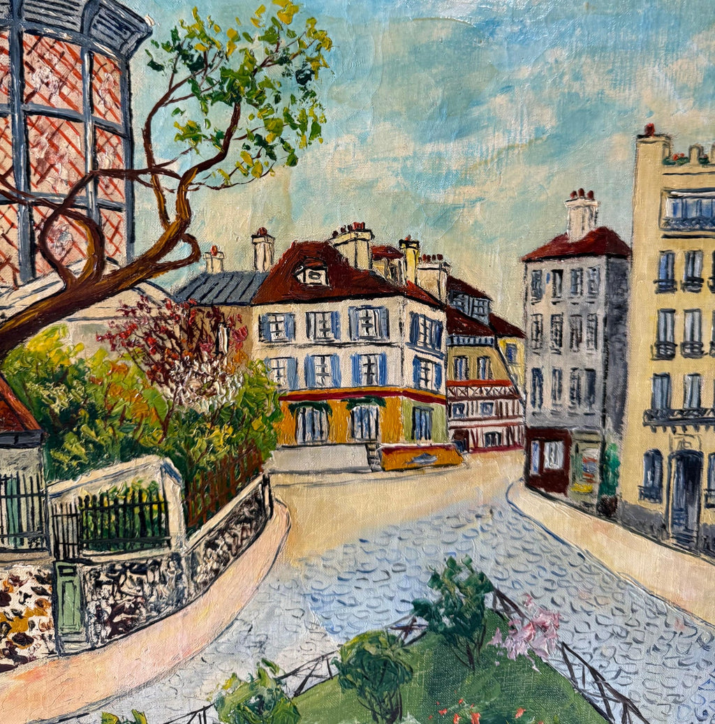 French Impressionist Oil Painting Elisee Maclet Paris Montmartre Street Scene