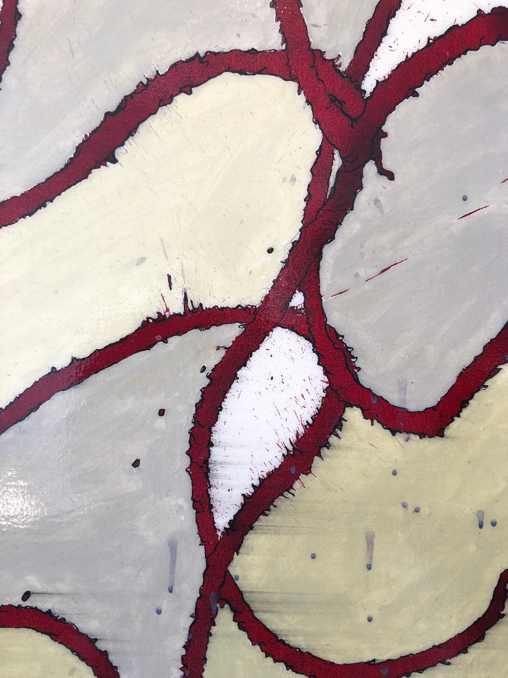 Large Abstract Mixed Media Lacquer Painting Stealthy Glow Scientific Abstraction
