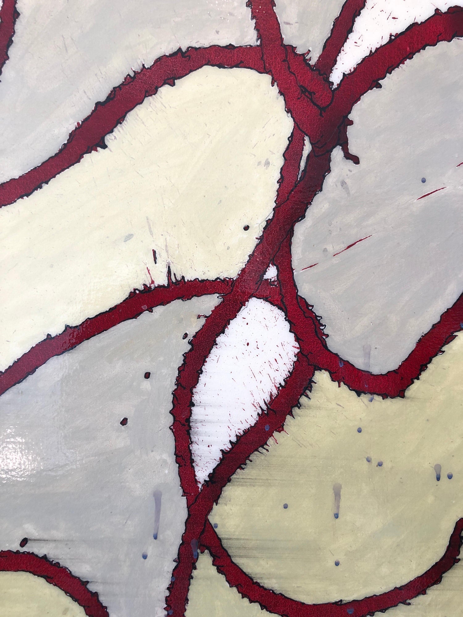 Large Abstract Mixed Media Lacquer Painting Stealthy Glow Scientific Abstraction