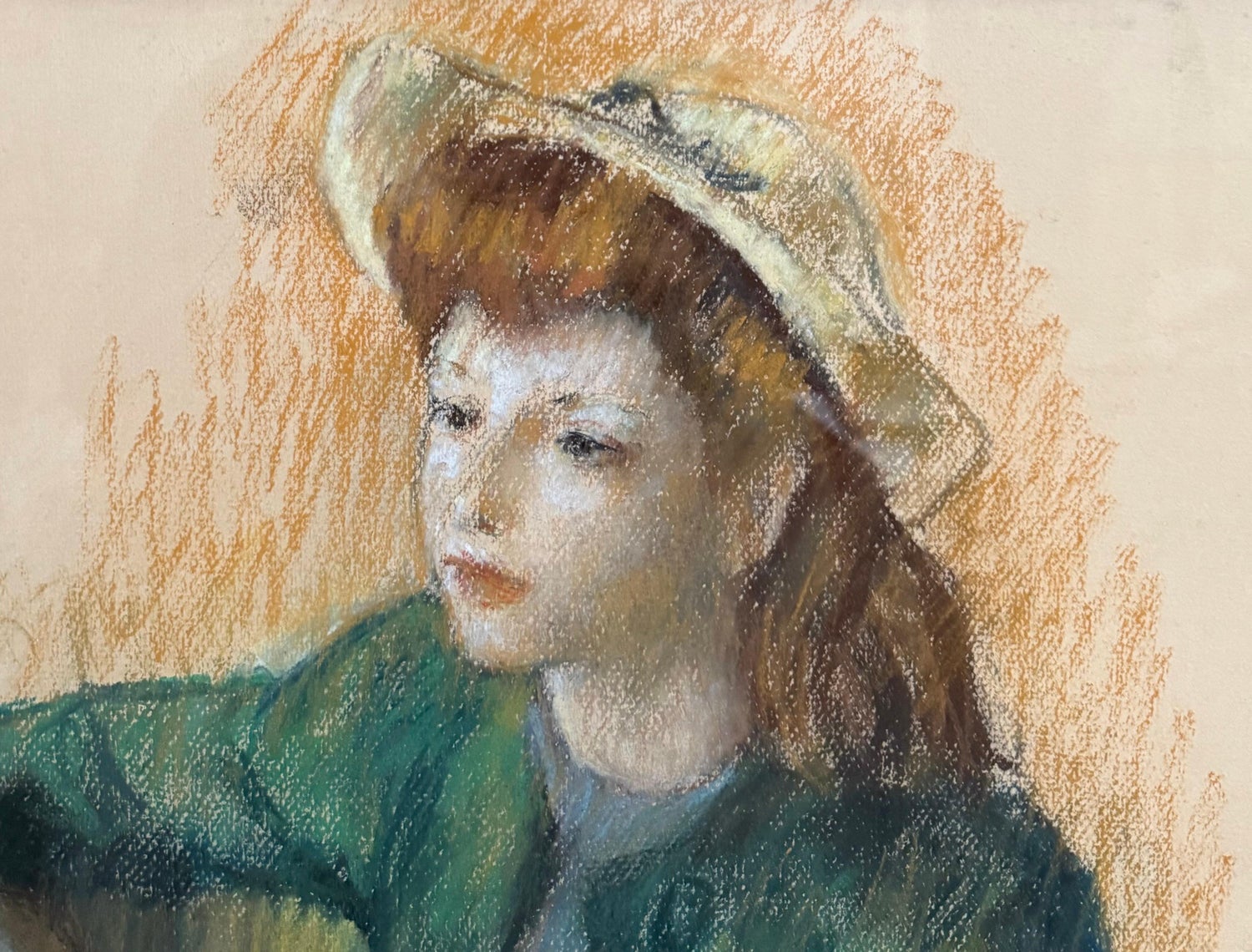 Post Impressionist Young Woman Pastel Painting Robert Philipp American Modernist