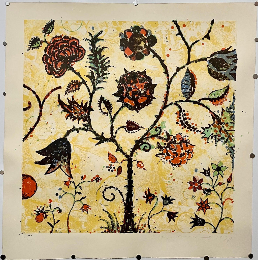 Modernist 1998 Flowering Tree Color Lithograph Dan Rizzie Mod Collage Artist