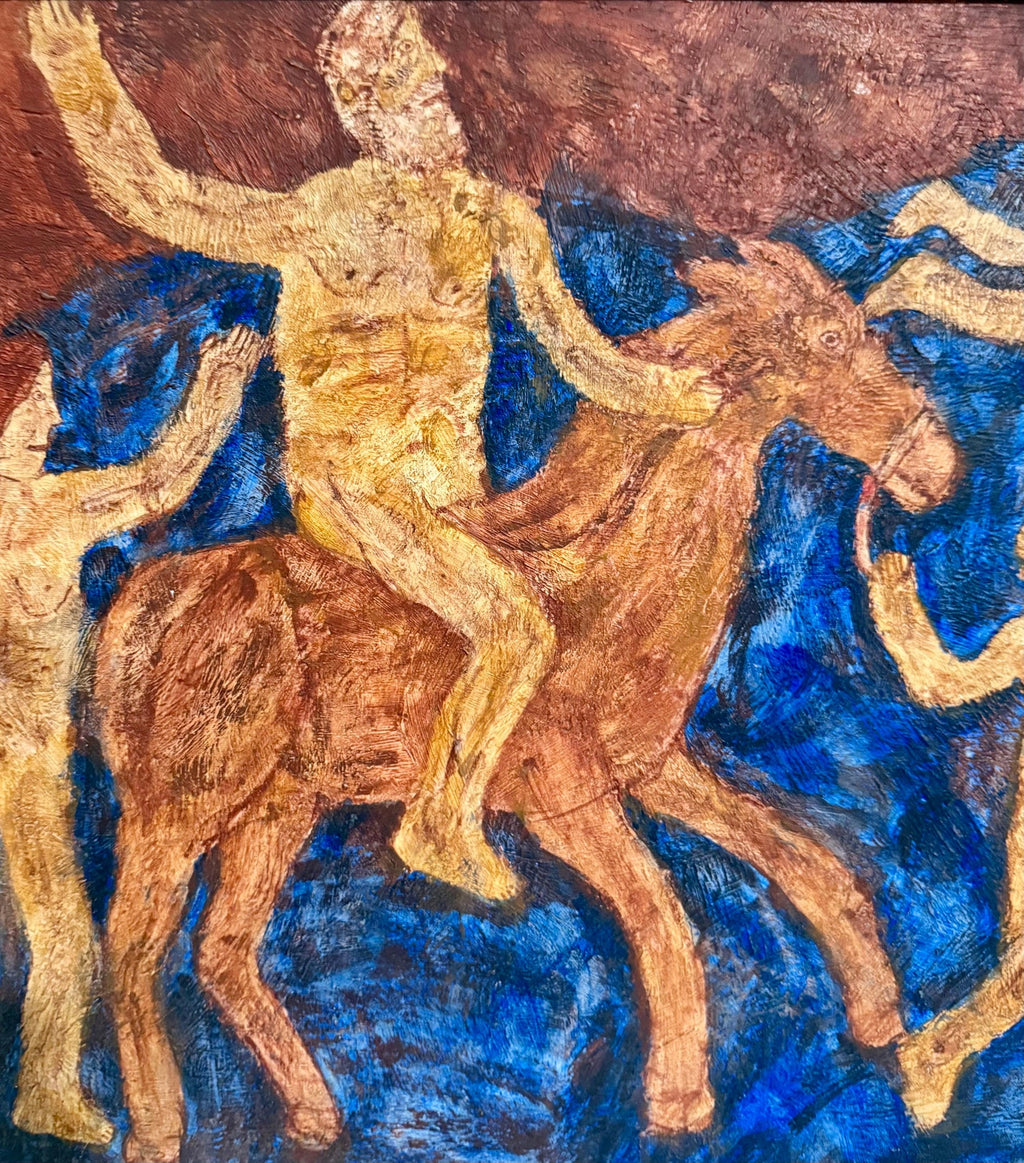 Surrealist Oil Painting Circus Horse Scene Lionel Kalish Fantasy Scene New York
