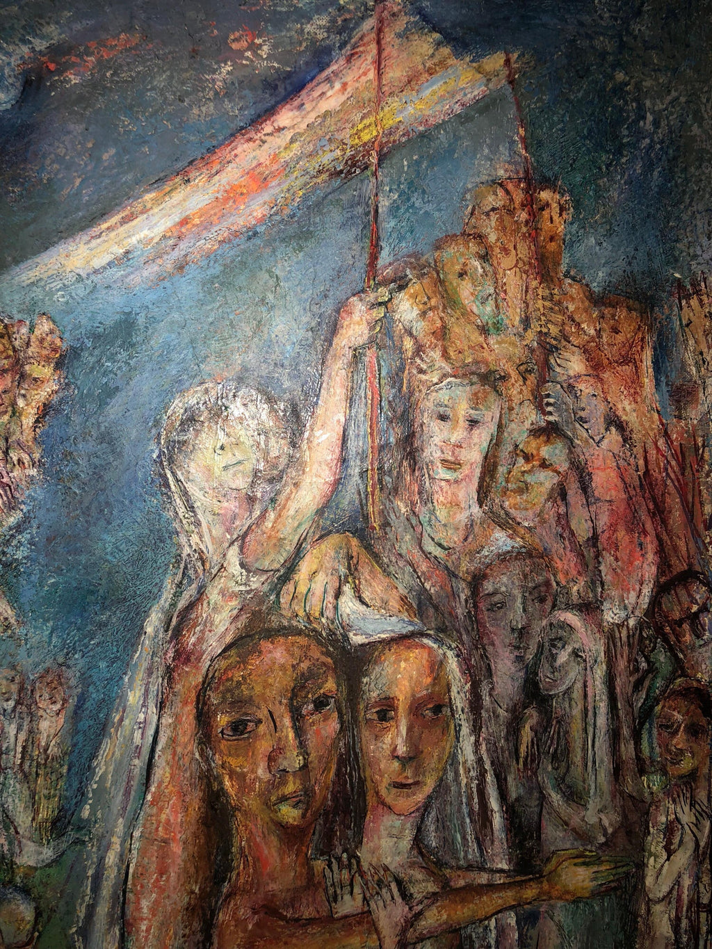 Abstract Procession Jewish Wedding Chuppah Oil Painting Modernist Judaica