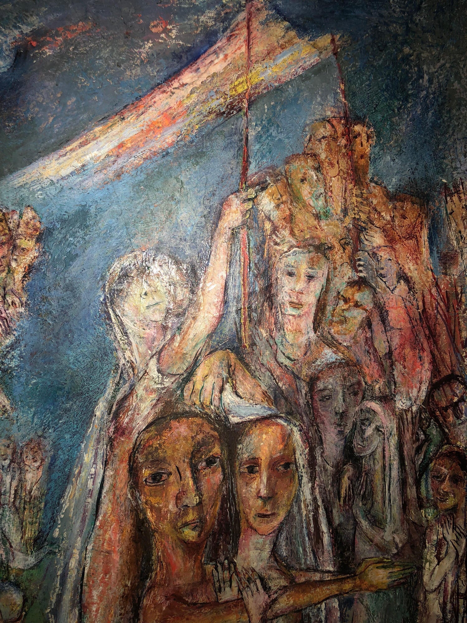 Abstract Procession Jewish Wedding Chuppah Oil Painting Modernist Judaica