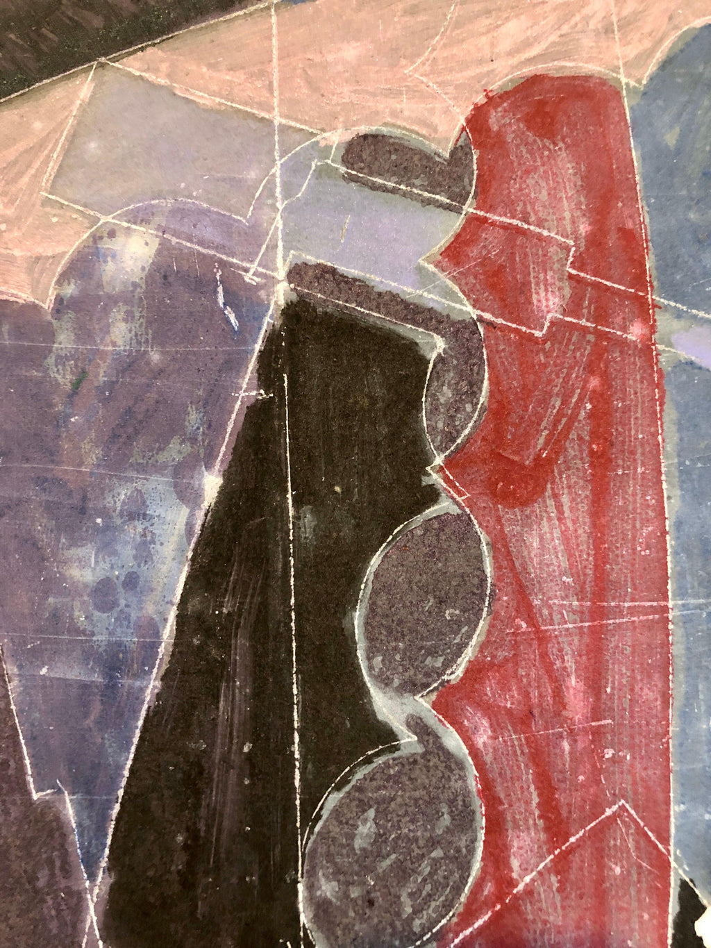 Abstract Modernist Colorful Mixed Media Monoprint Screen-print Handmade Paper