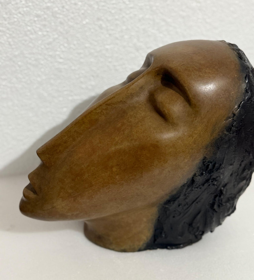 Large Bronze Sculpture Woman Head, After Modigliani, Ruth Bloch Israeli Artist