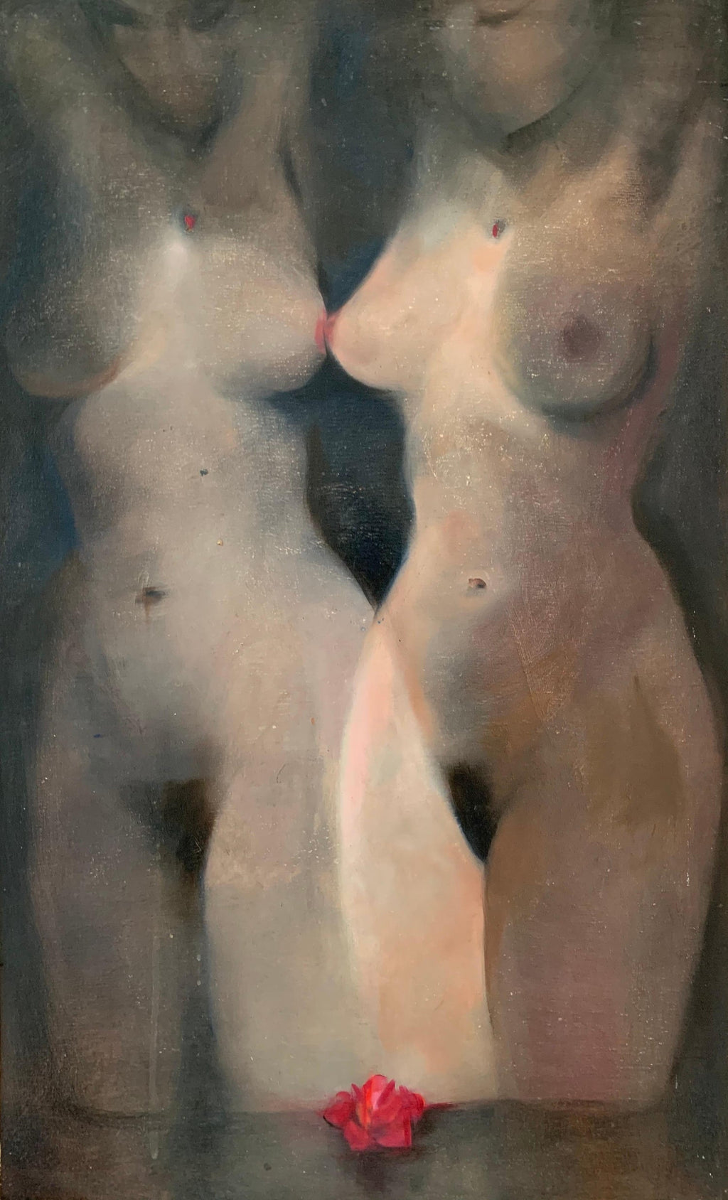 Large Latin American Modernist Oil Paintng Women with Fruit