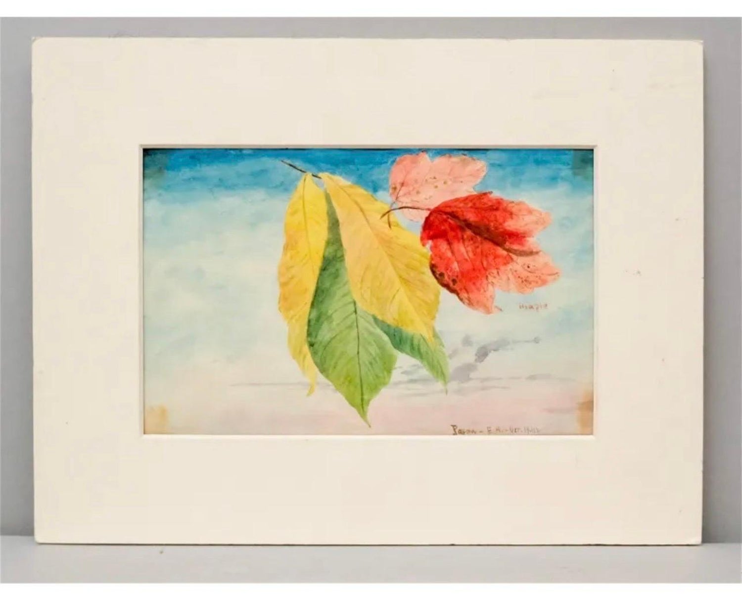 Maple Leaves Watercolor Painting 19th C. American Artist Charles DeWolf Brownell