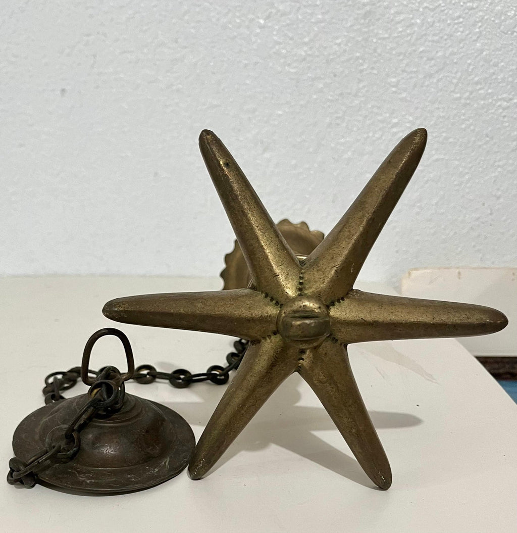 Rare Antique Judaica Hanging Bronze Jewish Synagogue or Temple Oil Lamp w Chain