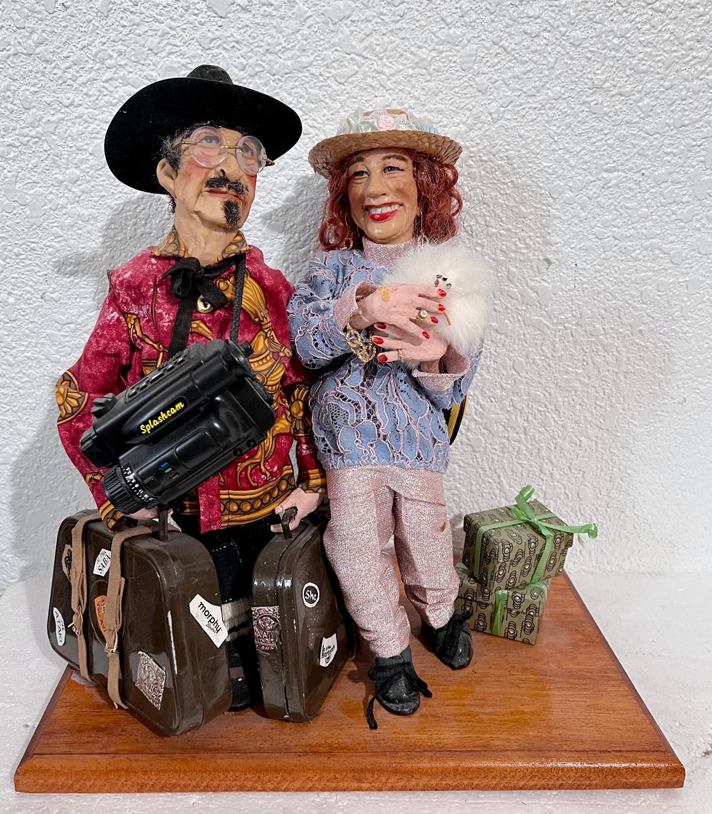 Hungarian Israeli Tourists Diorama Folk Art Doll Judaica Sculpture Magda Watts