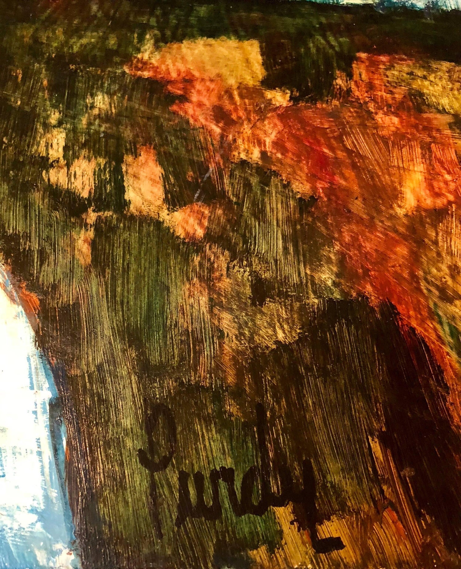 Modernist SUNDAY MORNING HARVEST Woman with Flowers Oil Painting