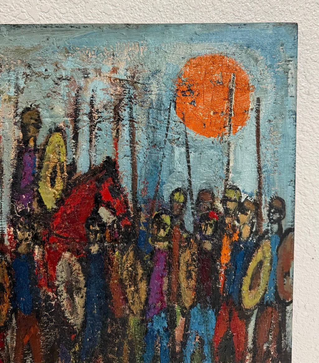 Mod French Oil Painting Semi Abstract Colorful Composition Israeli Nissan Engel