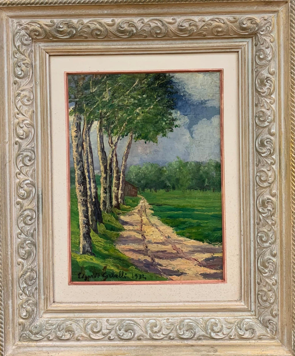 French Post Impressionist Oil Painting Bucolic Wooded Country Lane Gaston Sebire