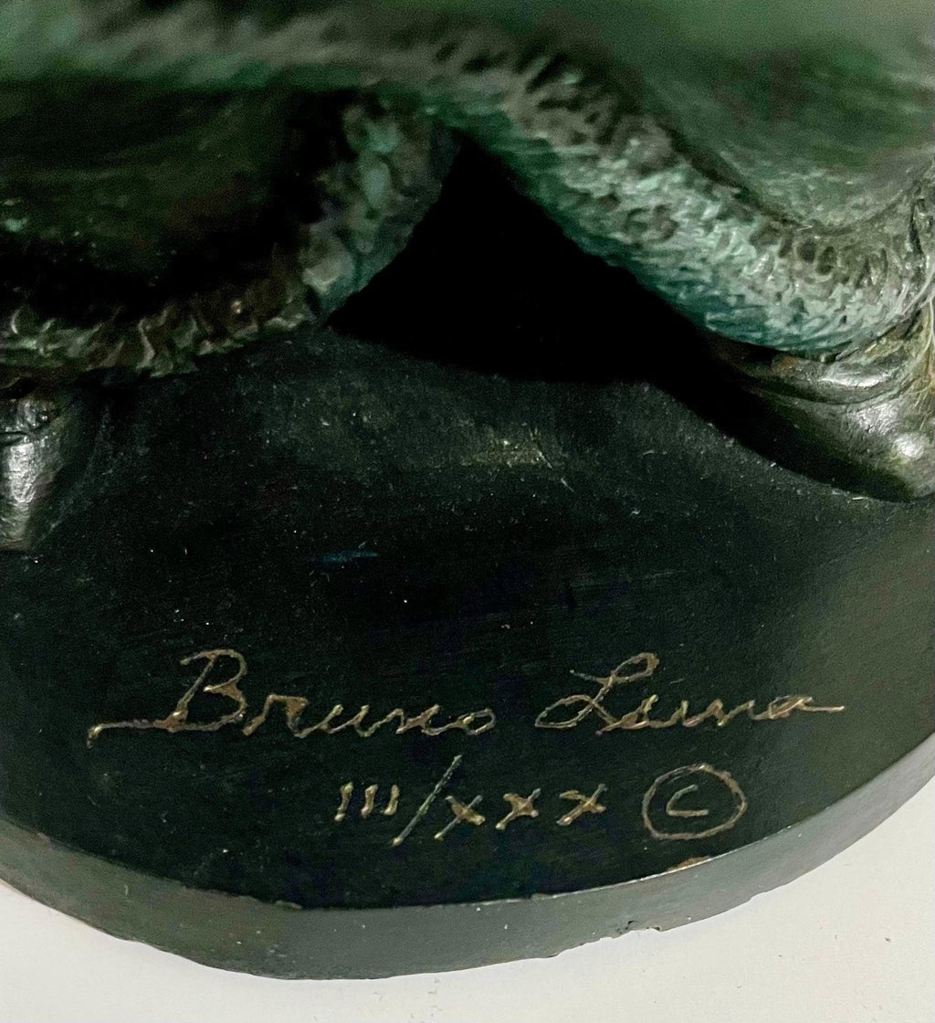 Polychrome Bronze Sculpture Jazz Nightclub Singer Clarinet Player Bruno Luna