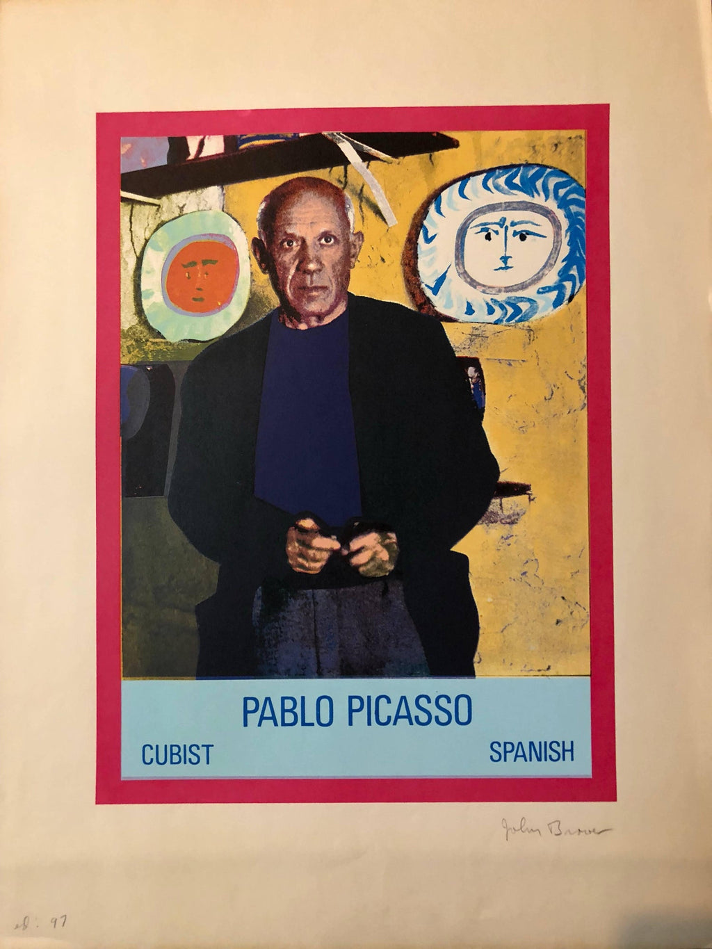 Vintage 1960s Pablo Picasso Photo Silkscreen Serigraph Pop Art