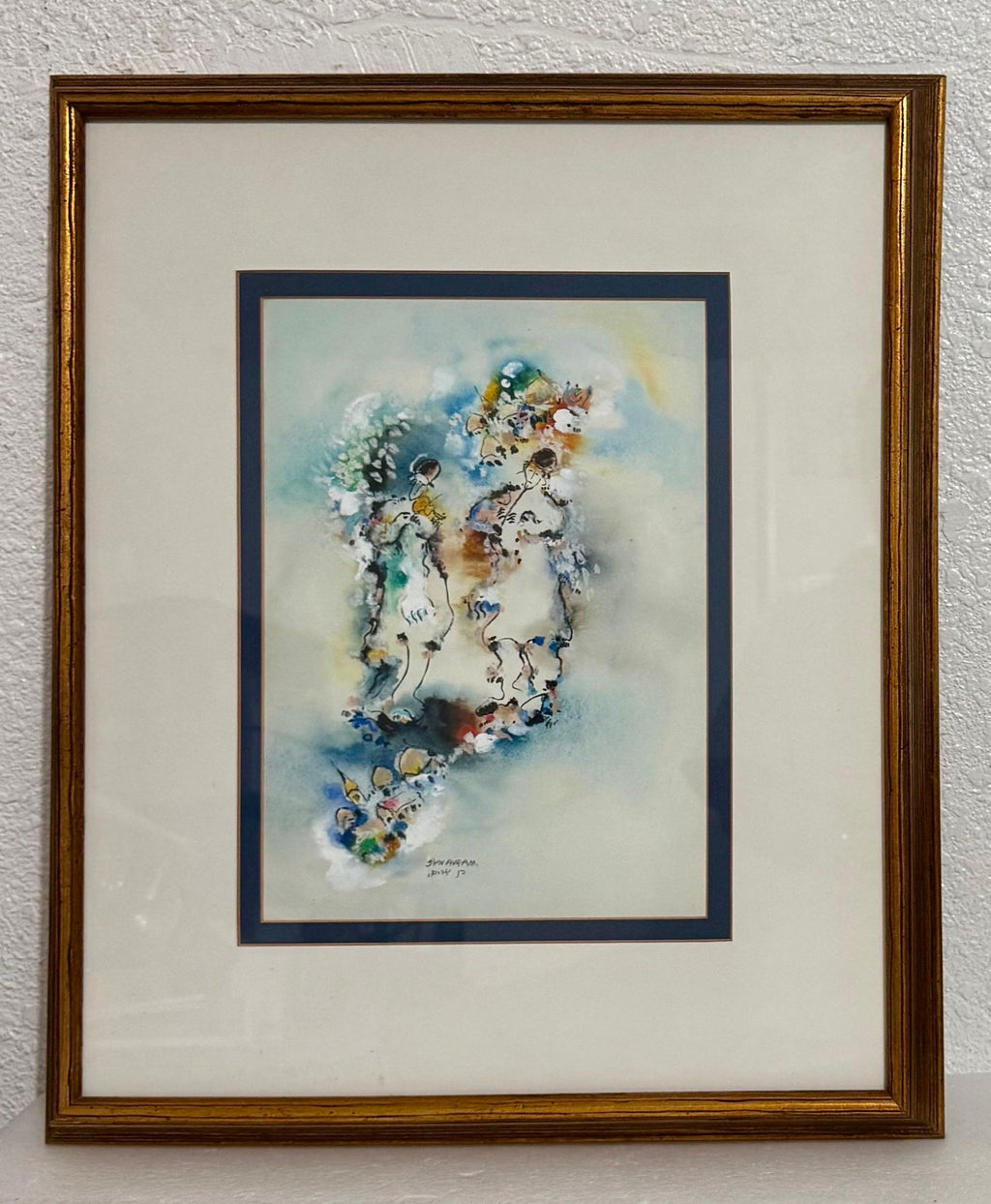 Edward Ben Avram, Israeli Bezalel School Chassidic Wedding Dancers Painting