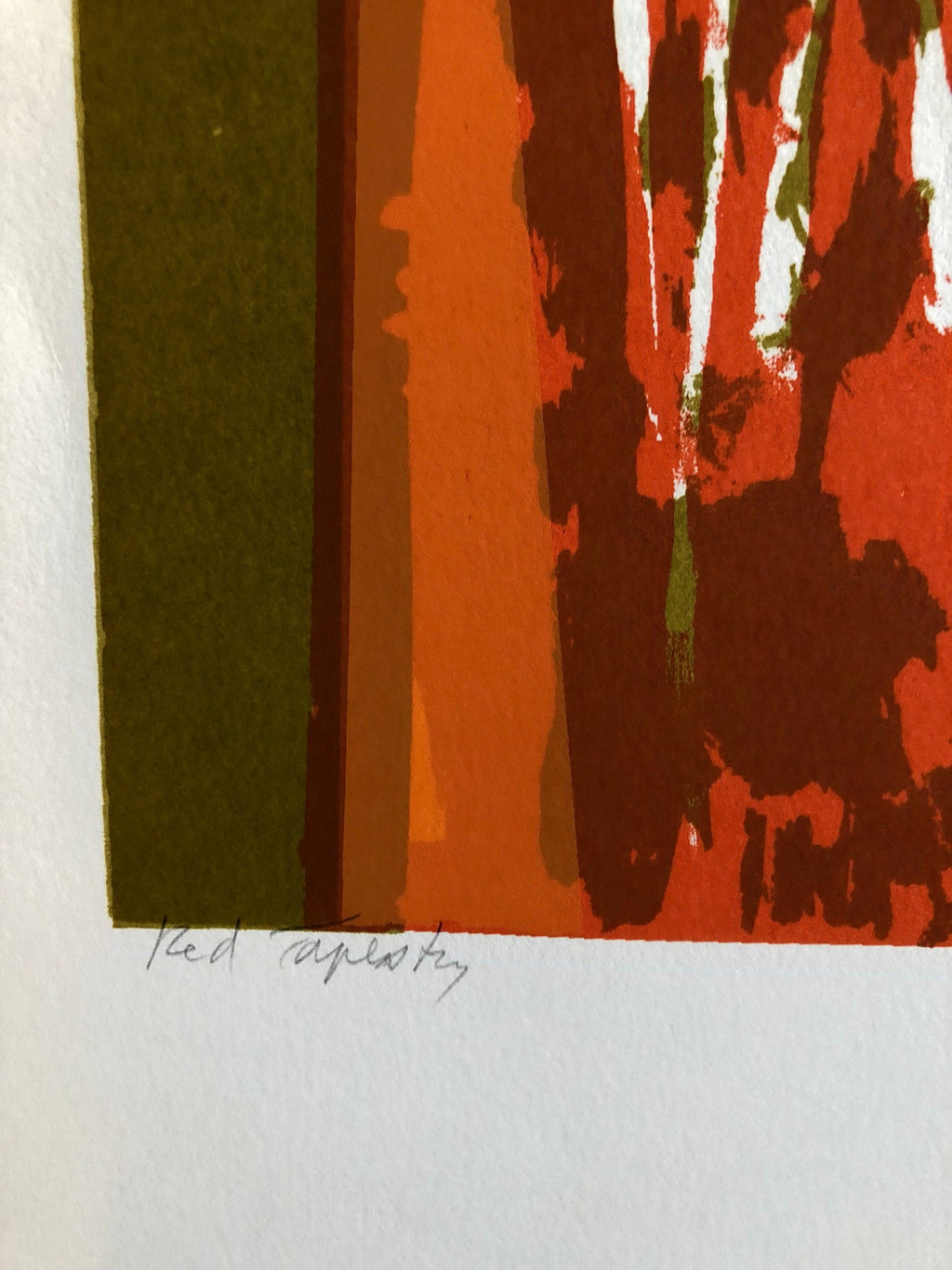 Chinese American Modernist Abstract "Red Tapestry" Color Lithograph