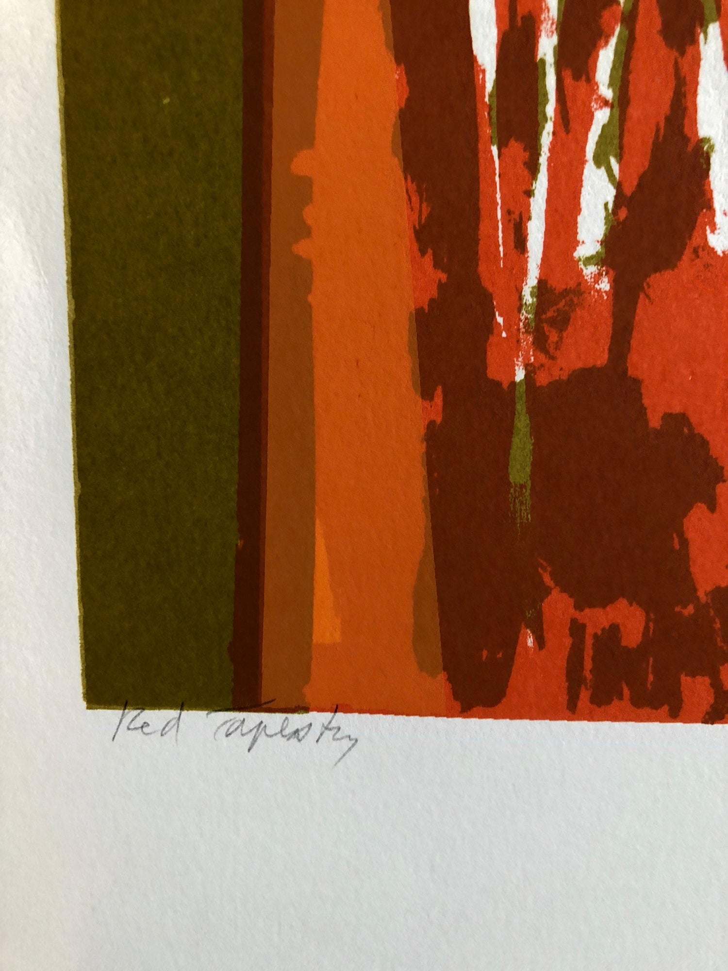 Chinese American Modernist Abstract "Red Tapestry" Color Lithograph