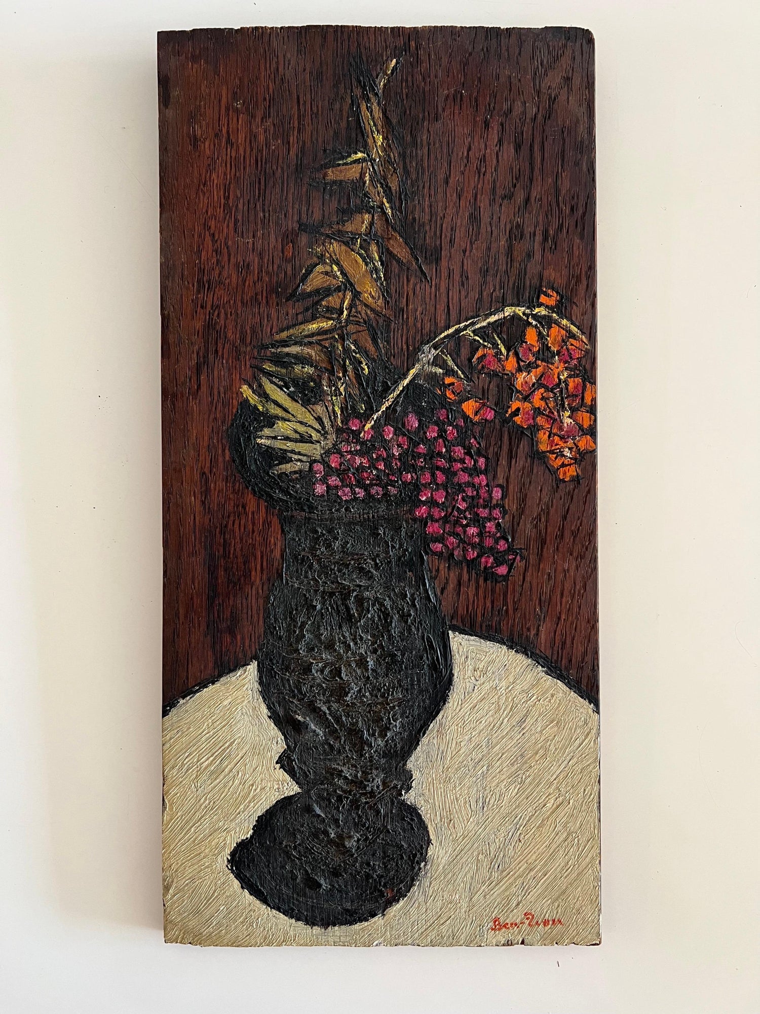 American Modernist Oil Painting Expressionist Vase, Flowers WPA Artist Ben ZIon